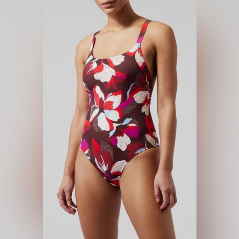 Athleta Hermosa One Piece Swimsuit In Hero Bloom Decadent Chocolate Size S